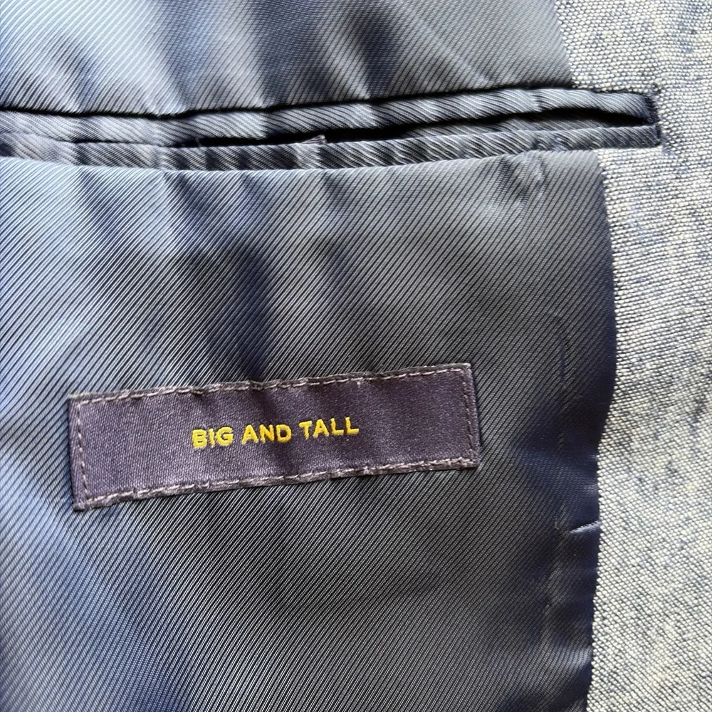 Stafford Signature Blue Classic Fit Linen Blend Lightweight Blazer Sport 54L